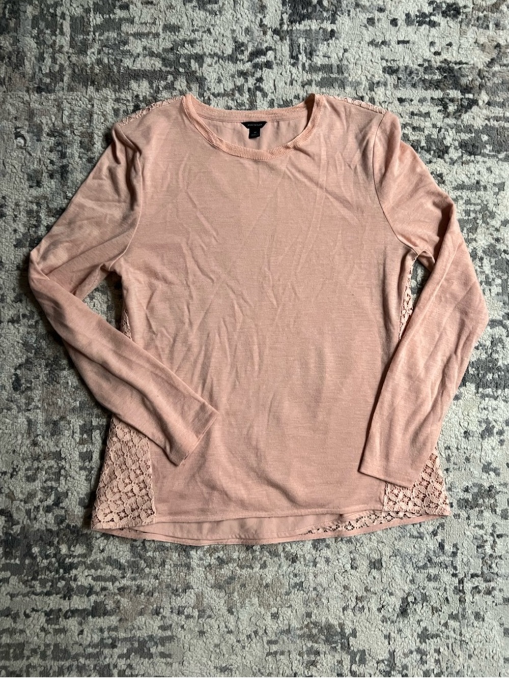 Ann Taylor Blush Pink Long Sleeve Top with Lace Back‎